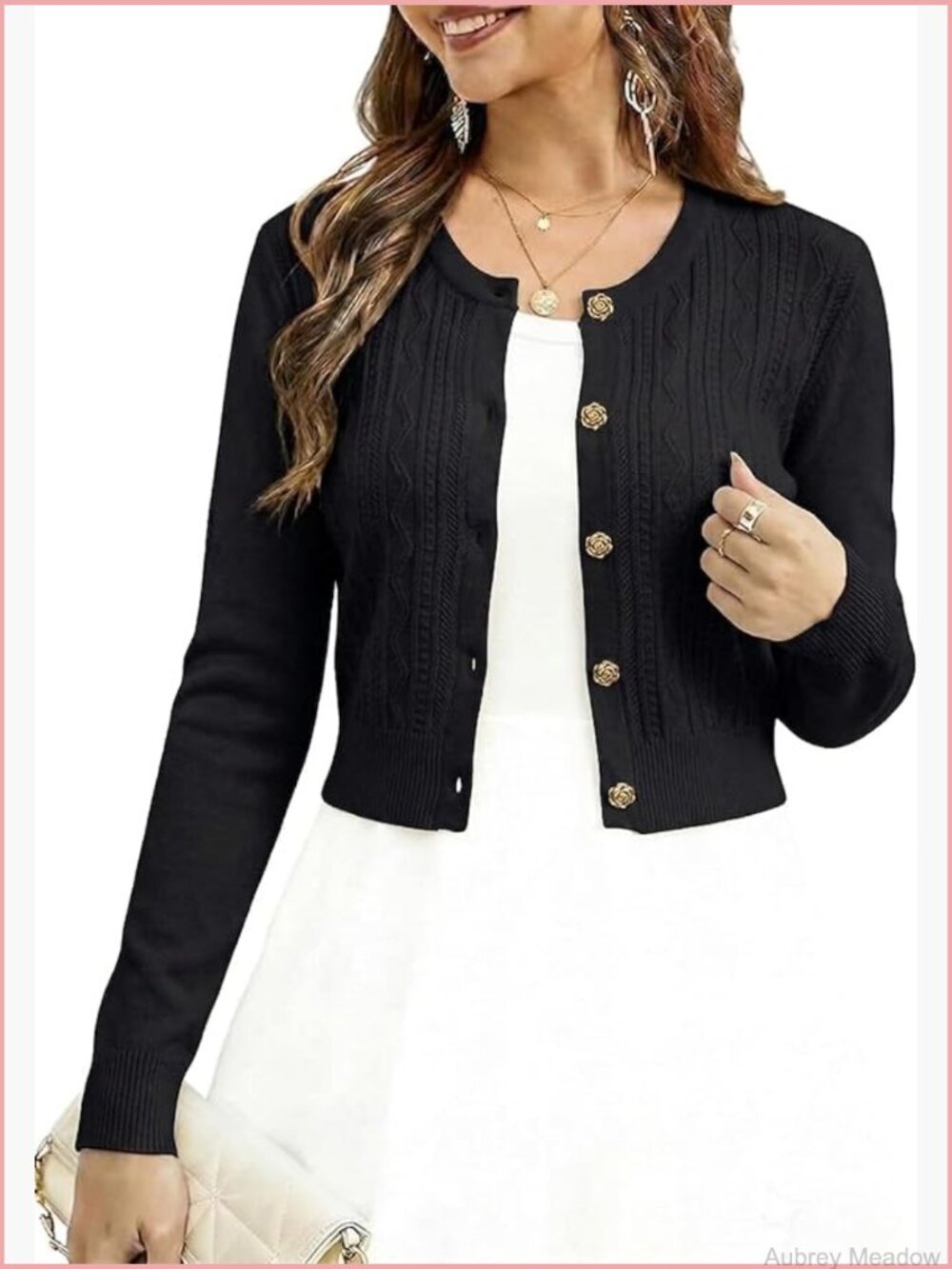 Button Down Cropped Cardigan Bolero Shrug Long Sleeve Knit Sweater
